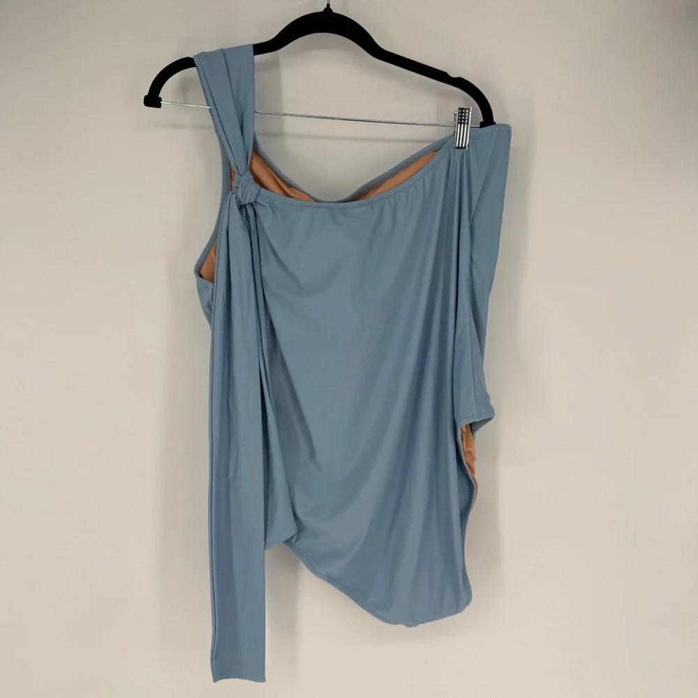 J. CREW RUCHED ONE-SHOULDER ONE-PIECE SWIMSUIT NWT 22 BLUE MIST SUMMER SWIM